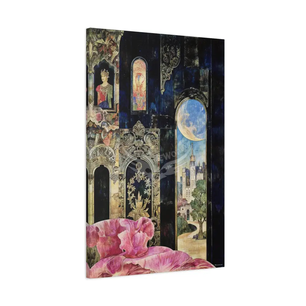 Fantasy Frames & Floral Lace 3D Matte Canvas Print — 3D Laced Multi-Dimensional Wall Art Canvas