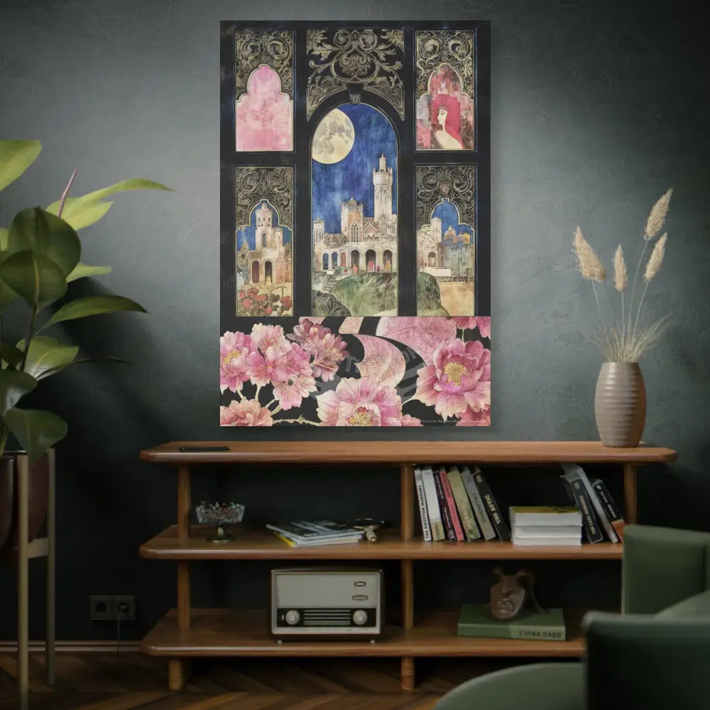 Fantasy Frames & Floral Lace 3D Matte Canvas Print — 3D Laced Multi-Dimensional Wall Art Canvas