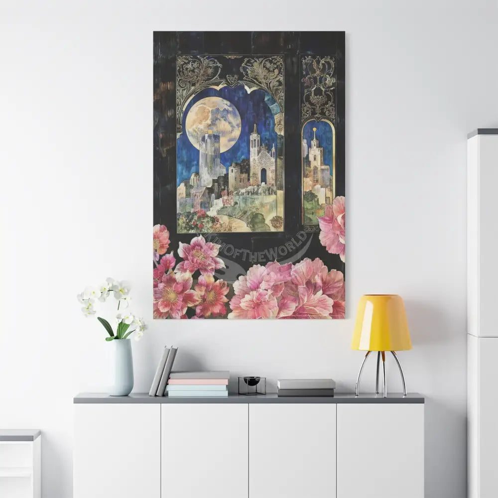 Fantasy Frames & Floral Lace 3D Matte Canvas Print — 3D Laced Multi-Dimensional Wall Art Canvas