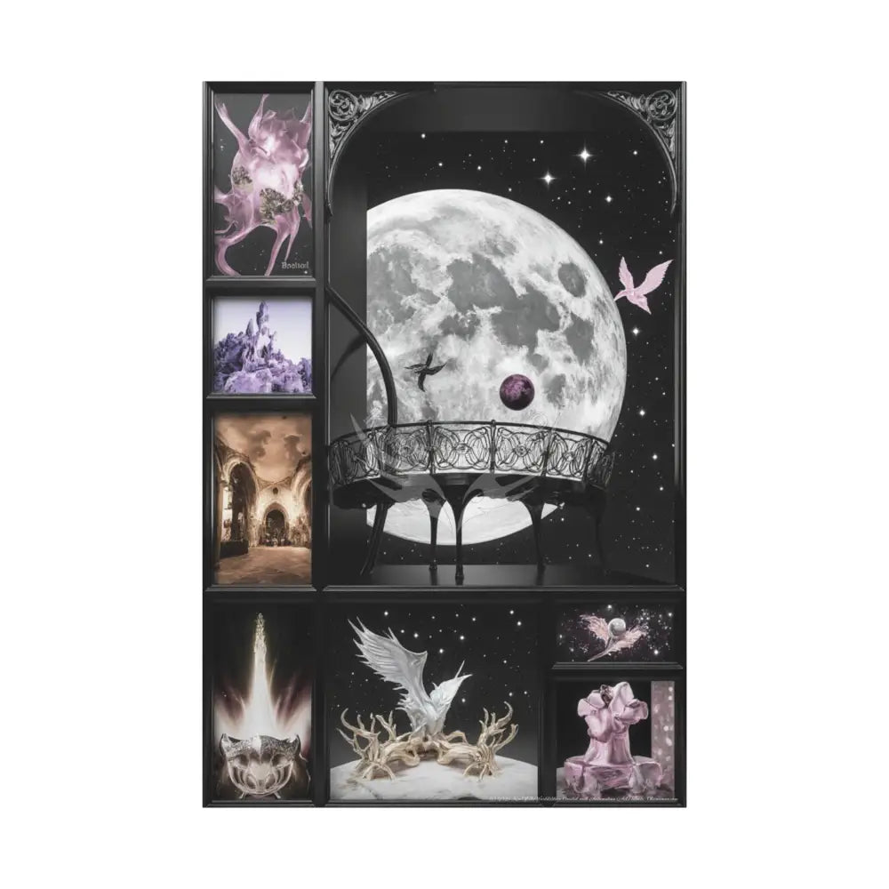 Fantasy Frames & Floral Lace 3D Moon Matte Canvas Print — 3D Laced Multi-Dimensional Wall Art 40’’ x 60’’ (Vertical)