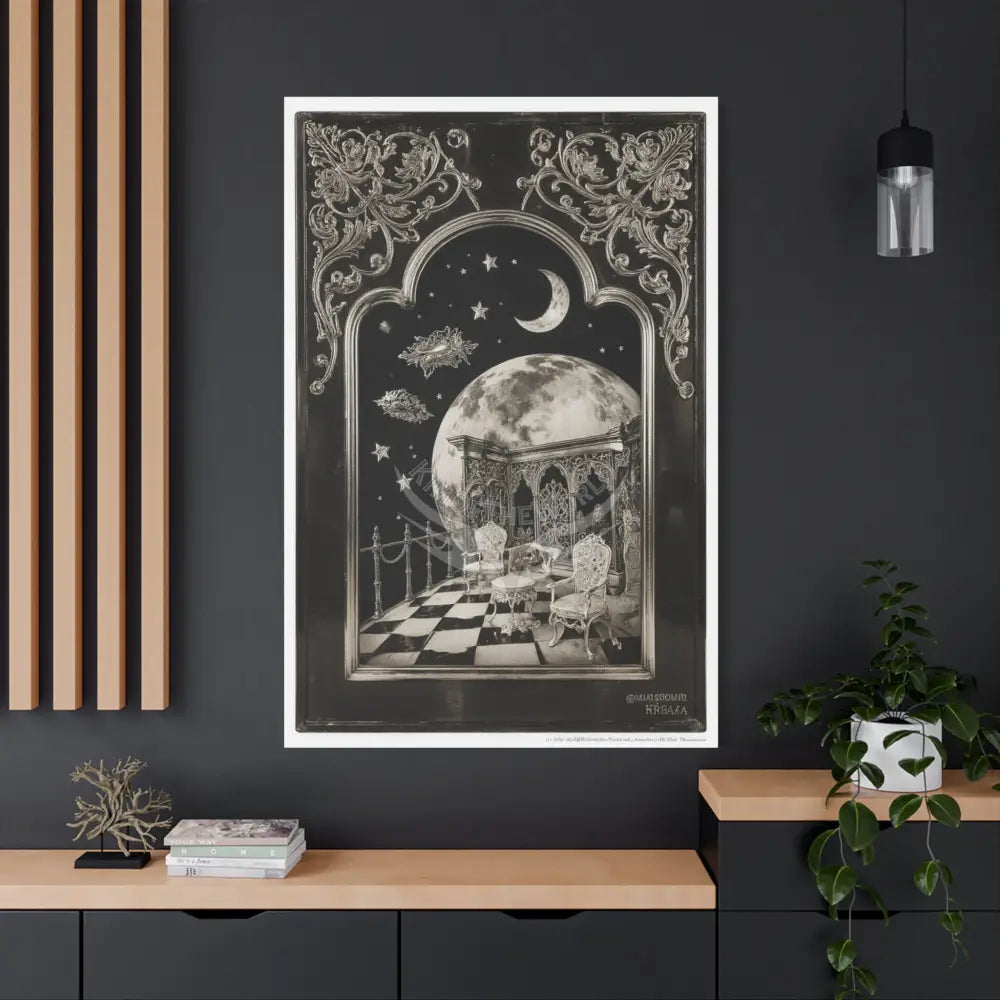 Fantasy Frames & Floral Lace Black & White Matte Canvas Print — 3D Laced Multi-Dimensional Wall Art Canvas