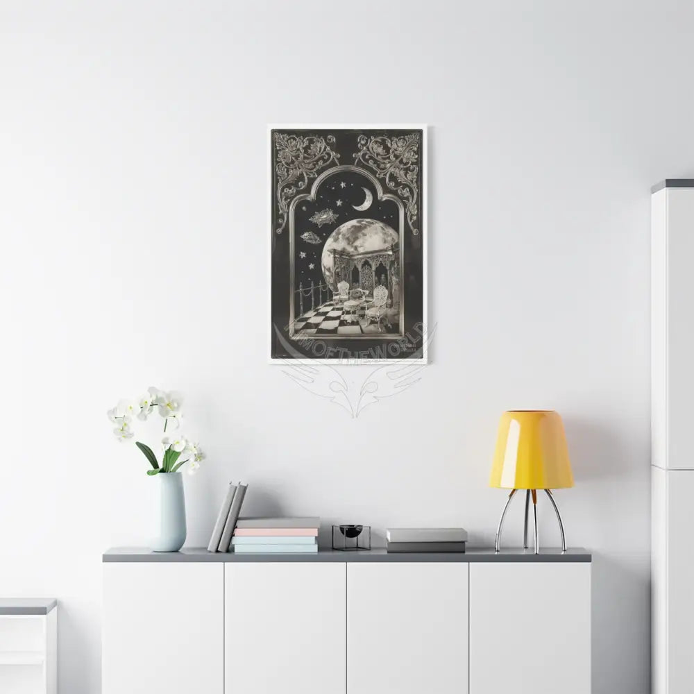 Fantasy Frames & Floral Lace Black & White Matte Canvas Print — 3D Laced Multi-Dimensional Wall Art Canvas