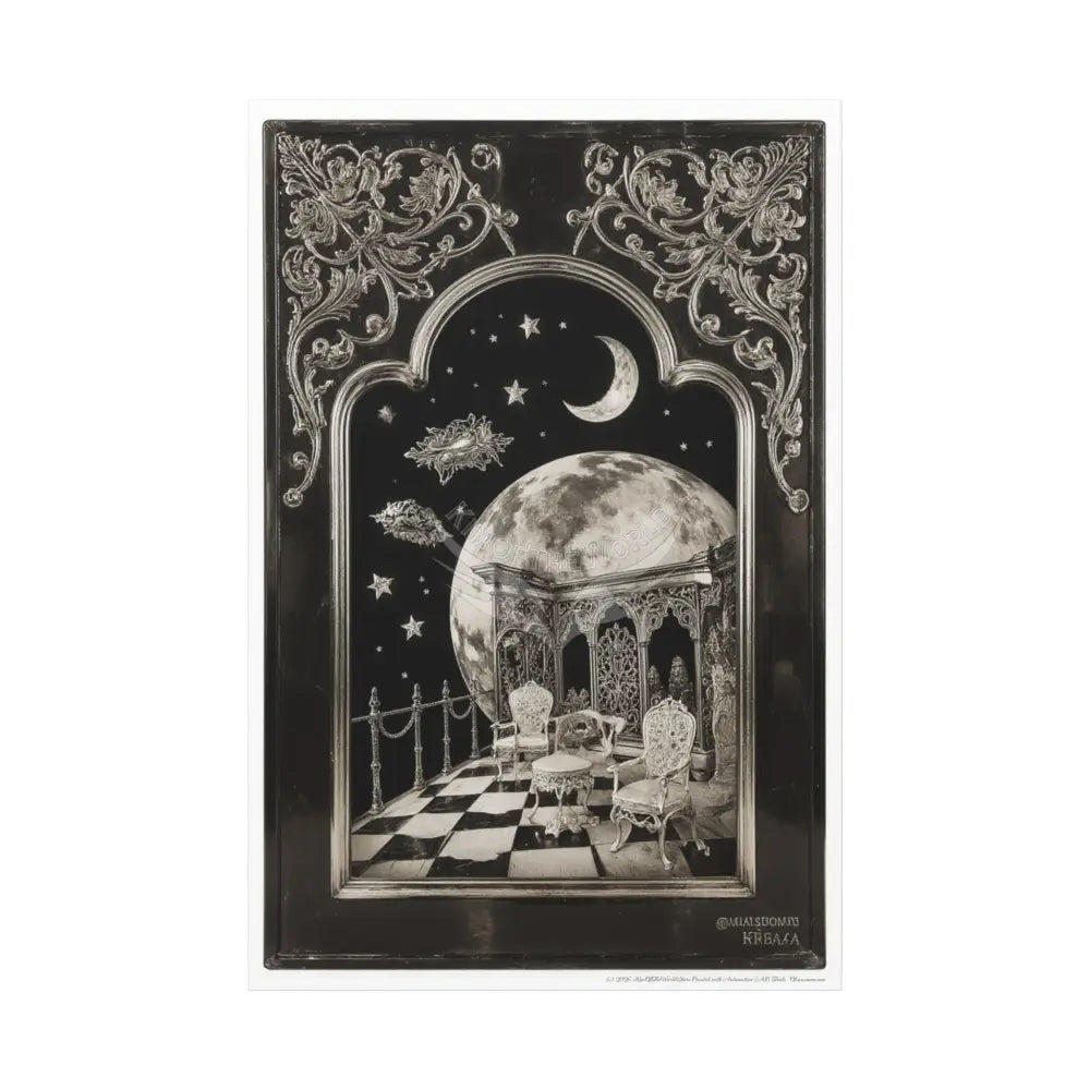 Fantasy Frames & Floral Lace Black & White Matte Canvas Print — 3D Laced Multi-Dimensional Wall Art 40’’ x 60’’