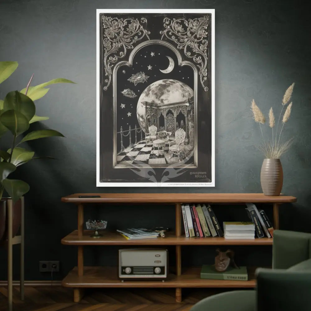 Fantasy Frames & Floral Lace Black & White Matte Canvas Print — 3D Laced Multi-Dimensional Wall Art Canvas