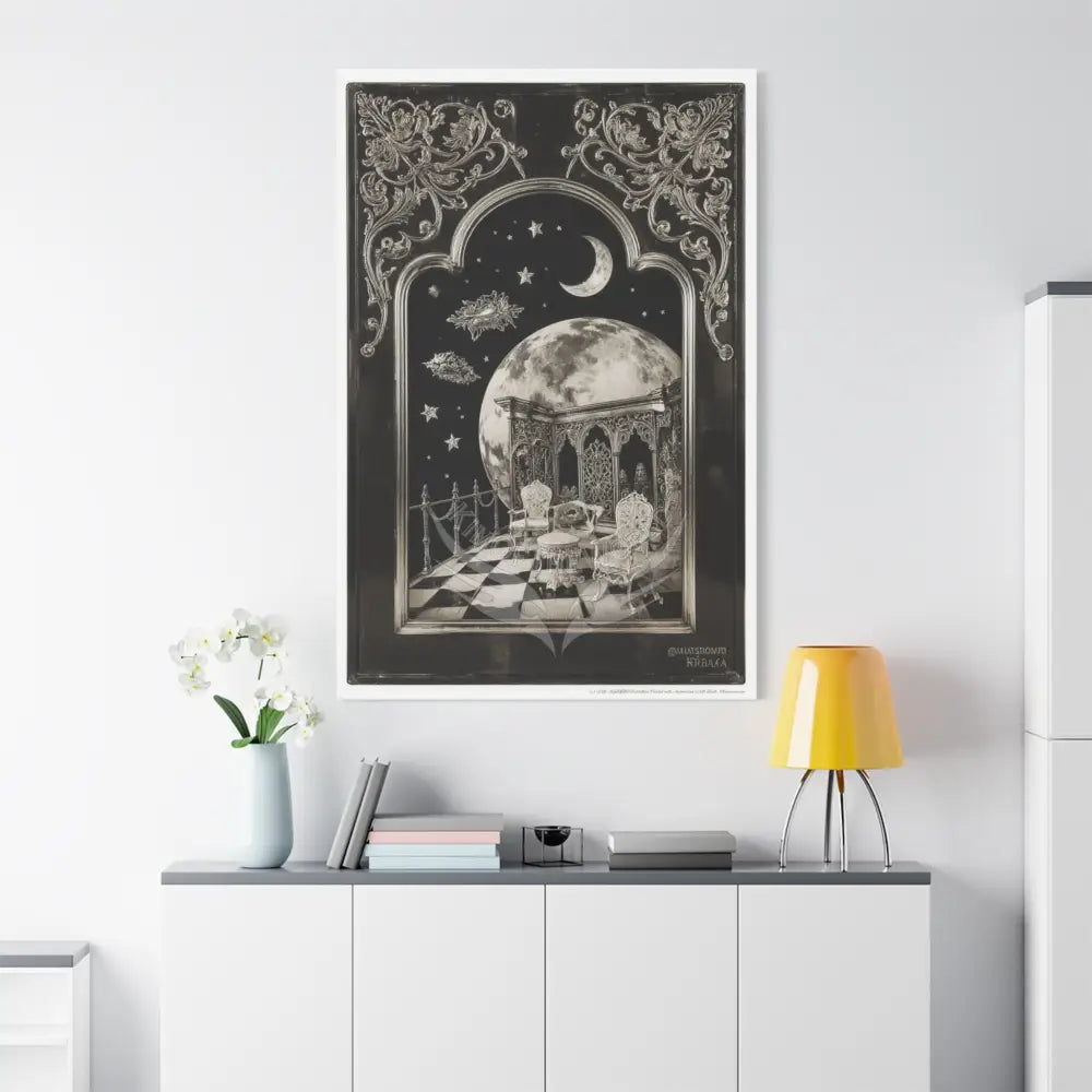 Fantasy Frames & Floral Lace Black & White Matte Canvas Print — 3D Laced Multi-Dimensional Wall Art Canvas