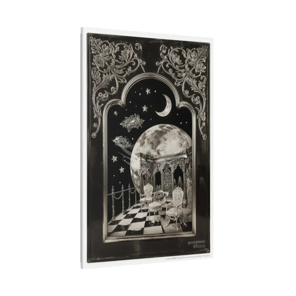 Fantasy Frames & Floral Lace Black & White Matte Canvas Print — 3D Laced Multi-Dimensional Wall Art Canvas
