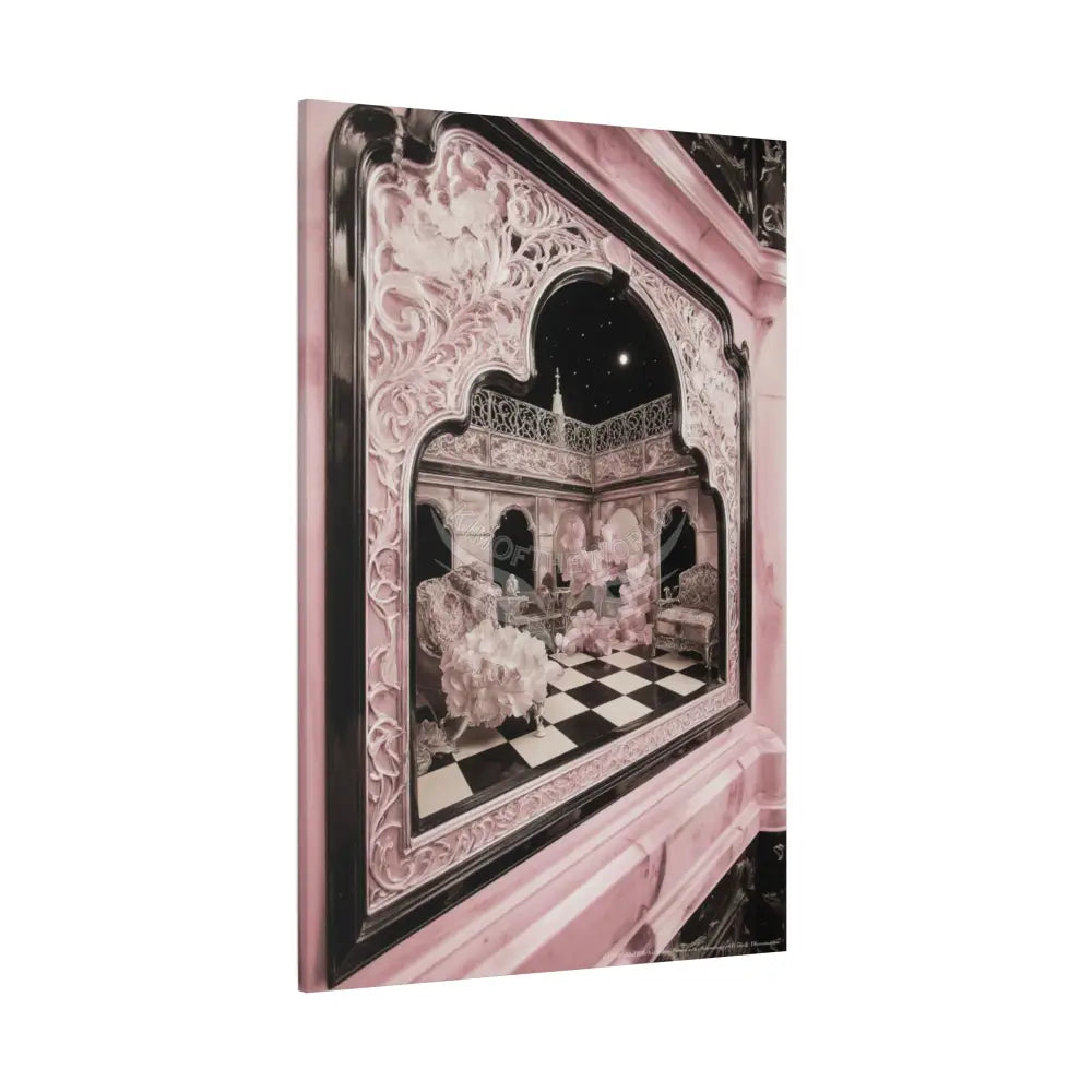 Fantasy Frames & Floral Lace Blue 3D Matte Canvas Print — 3D Laced Multi-Dimensional Wall Art Canvas