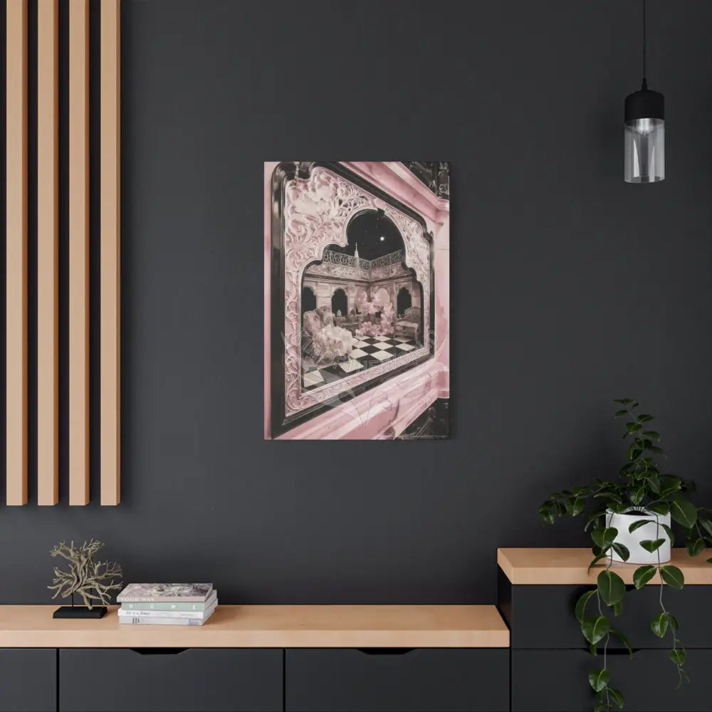 Fantasy Frames & Floral Lace Blue 3D Matte Canvas Print — 3D Laced Multi-Dimensional Wall Art Canvas