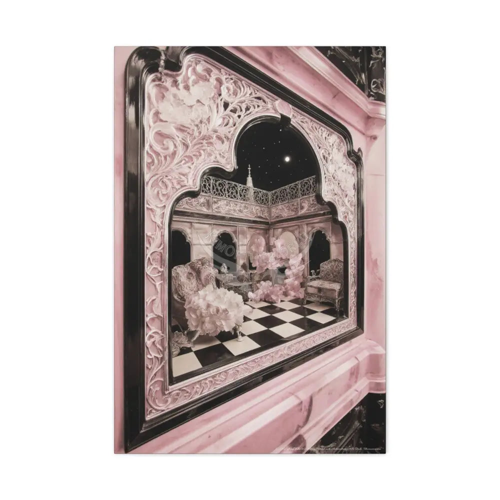 Fantasy Frames & Floral Lace Blue 3D Matte Canvas Print — 3D Laced Multi-Dimensional Wall Art 24’’ x 36’’ (Vertical)