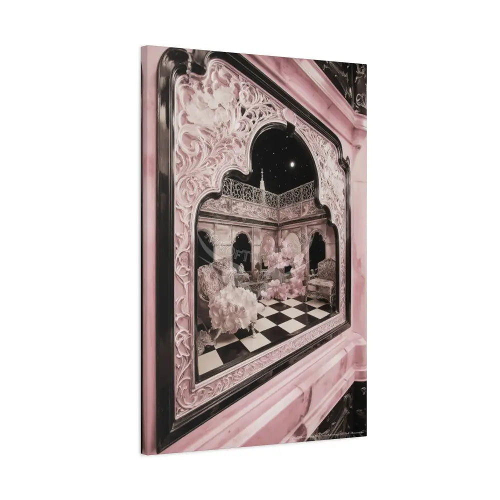 Fantasy Frames & Floral Lace Blue 3D Matte Canvas Print — 3D Laced Multi-Dimensional Wall Art Canvas