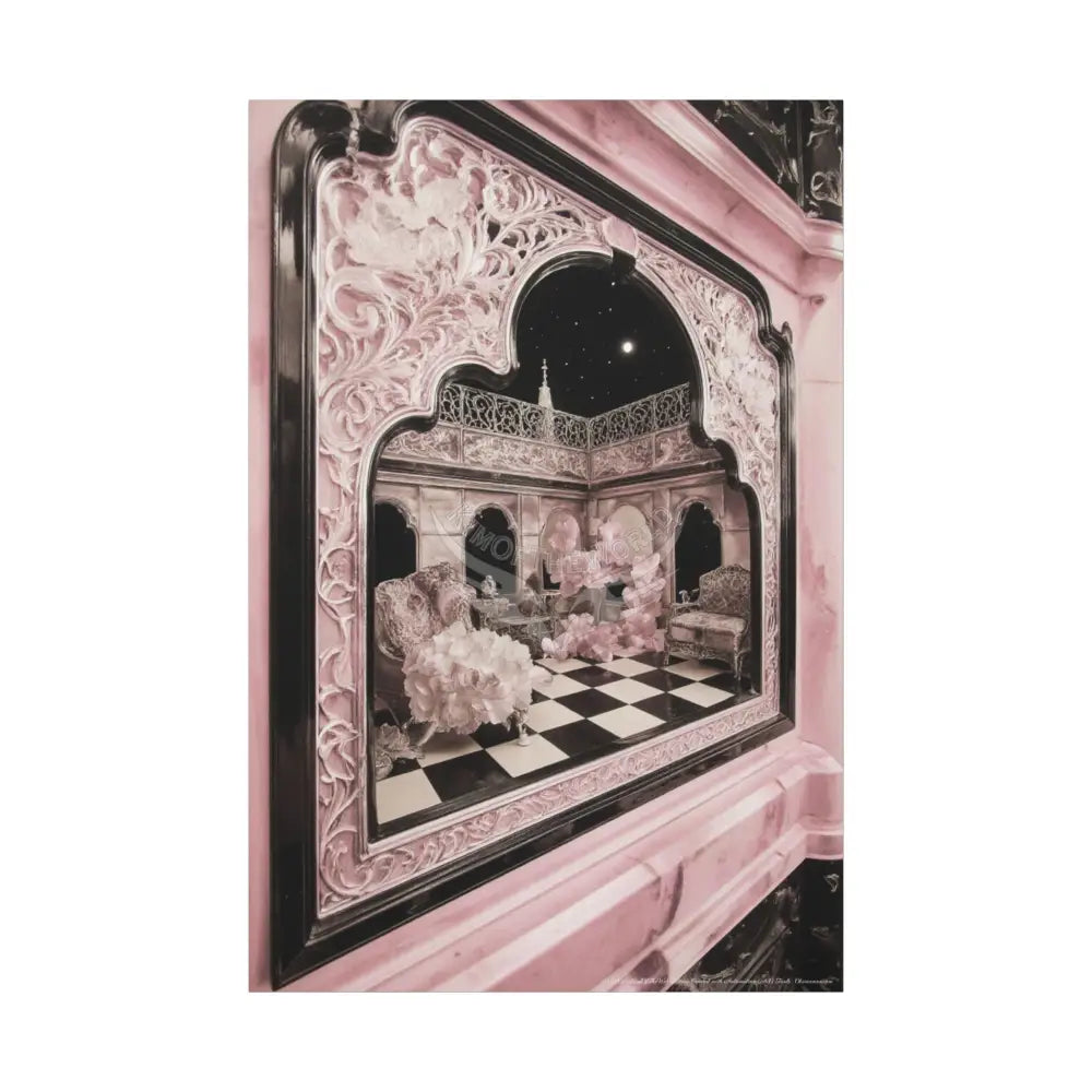 Fantasy Frames & Floral Lace Blue 3D Matte Canvas Print — 3D Laced Multi-Dimensional Wall Art 40’’ x 60’’ (Vertical)