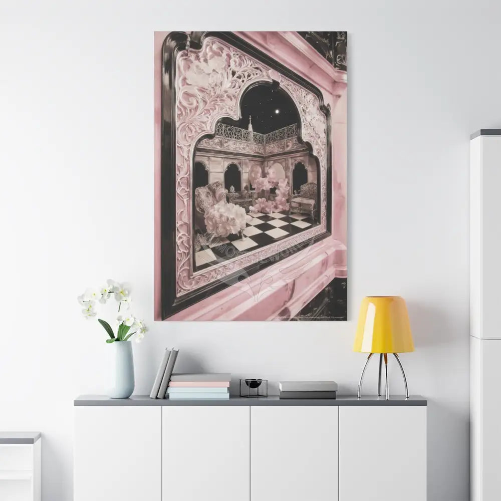 Fantasy Frames & Floral Lace Blue 3D Matte Canvas Print — 3D Laced Multi-Dimensional Wall Art Canvas