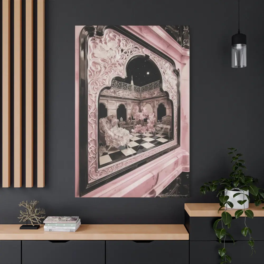 Fantasy Frames & Floral Lace Blue 3D Matte Canvas Print — 3D Laced Multi-Dimensional Wall Art Canvas