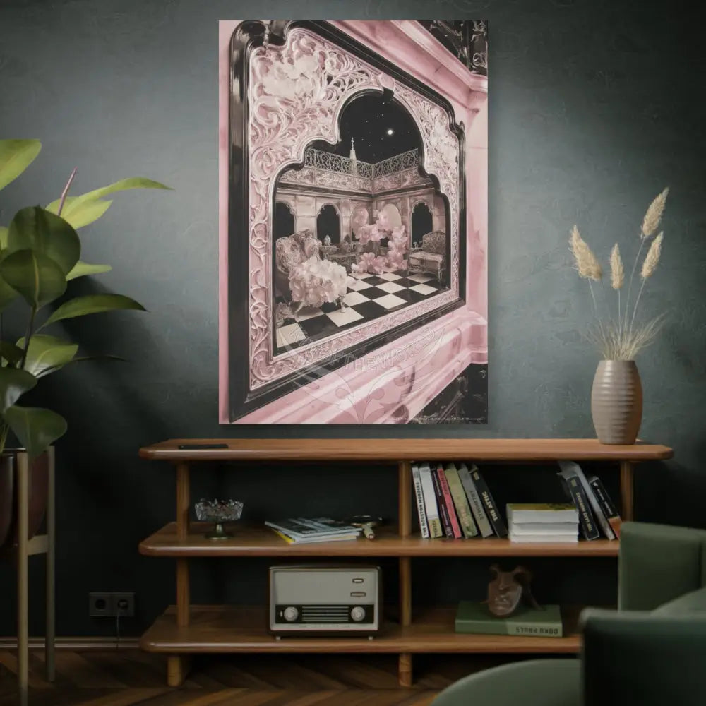 Fantasy Frames & Floral Lace Blue 3D Matte Canvas Print — 3D Laced Multi-Dimensional Wall Art Canvas