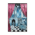 Fantasy Frames & Floral Lace Blue & Pink Quaint 3D Matte Canvas Print — 3D Laced Multi-Dimensional Wall Art 24’’ x 36’’