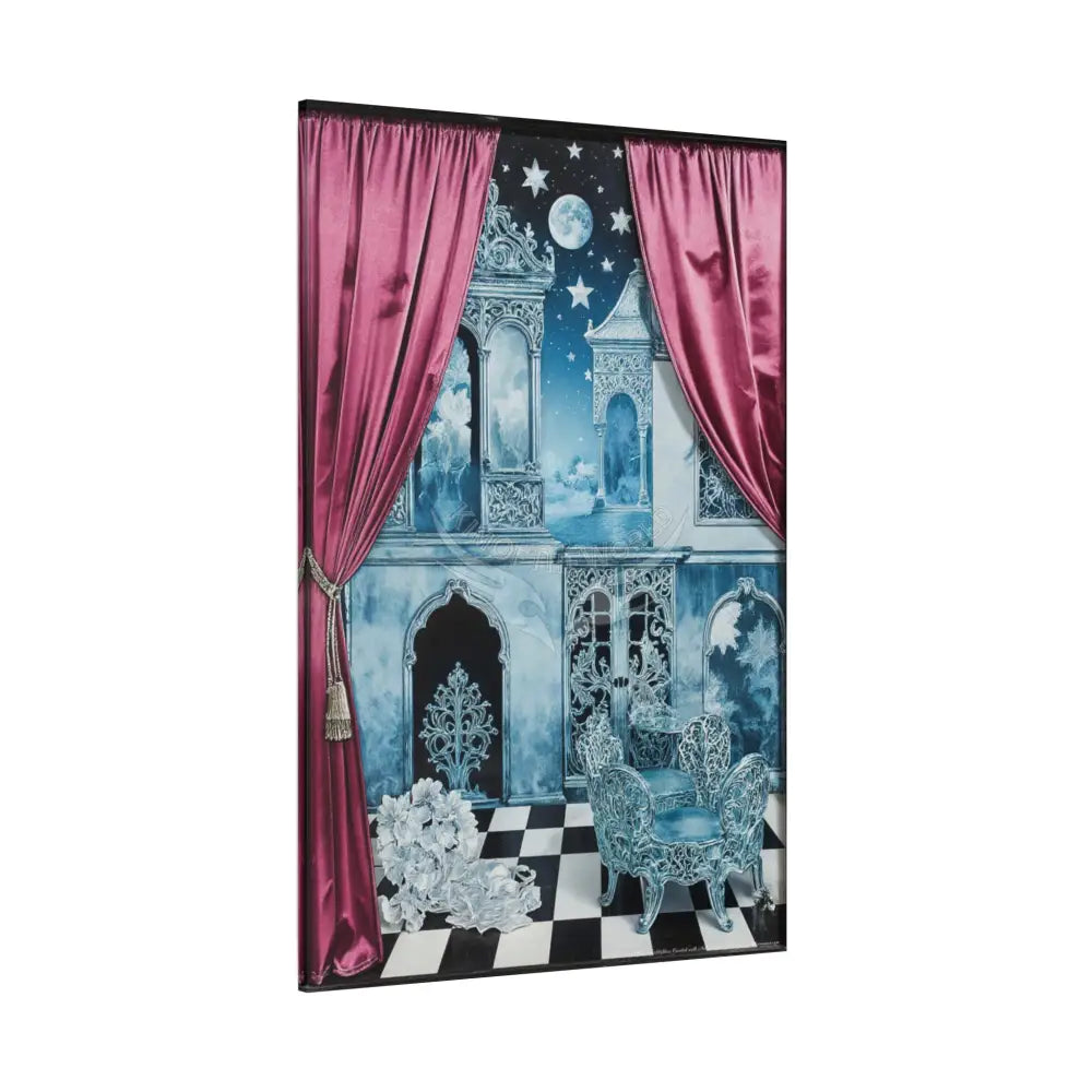 Fantasy Frames & Floral Lace Blue & Pink Quaint 3D Matte Canvas Print — 3D Laced Multi-Dimensional Wall Art Canvas