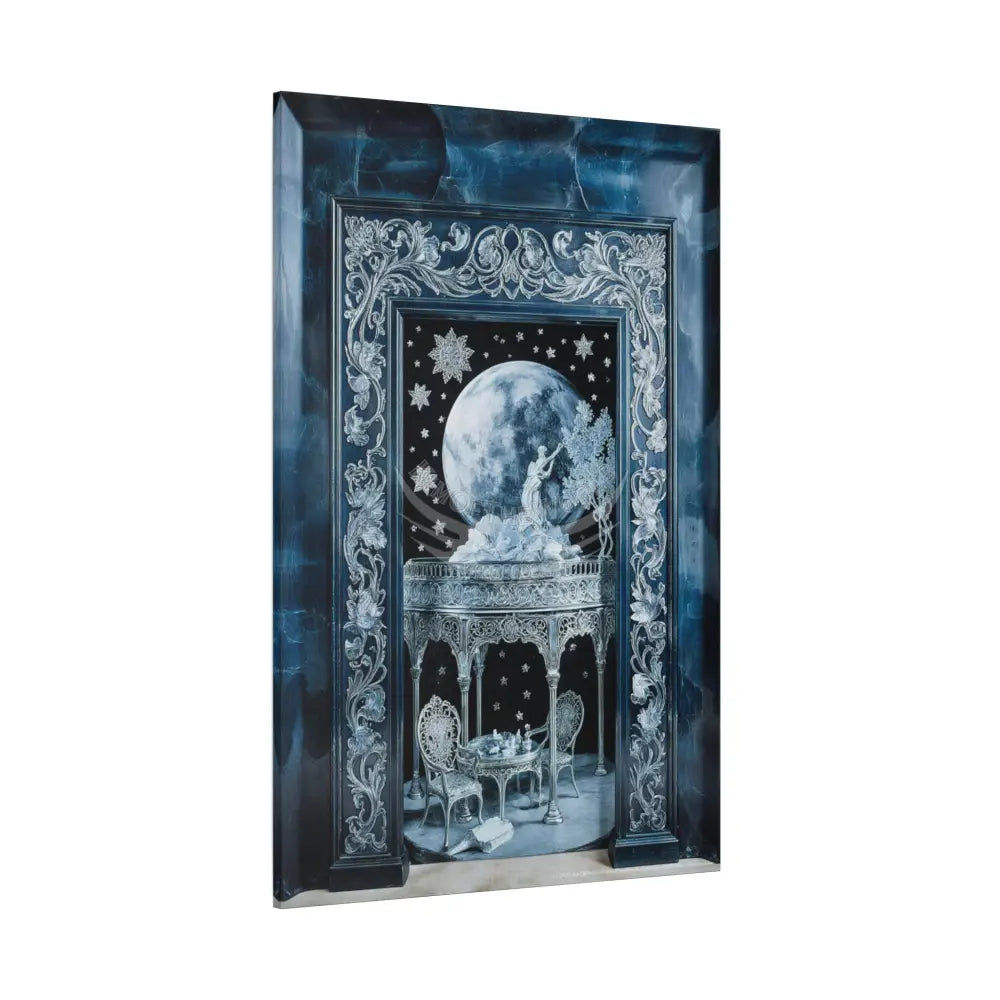 Fantasy Frames & Floral Lace Blue Quaint 3D Matte Canvas Print — 3D Laced Multi-Dimensional Wall Art Canvas