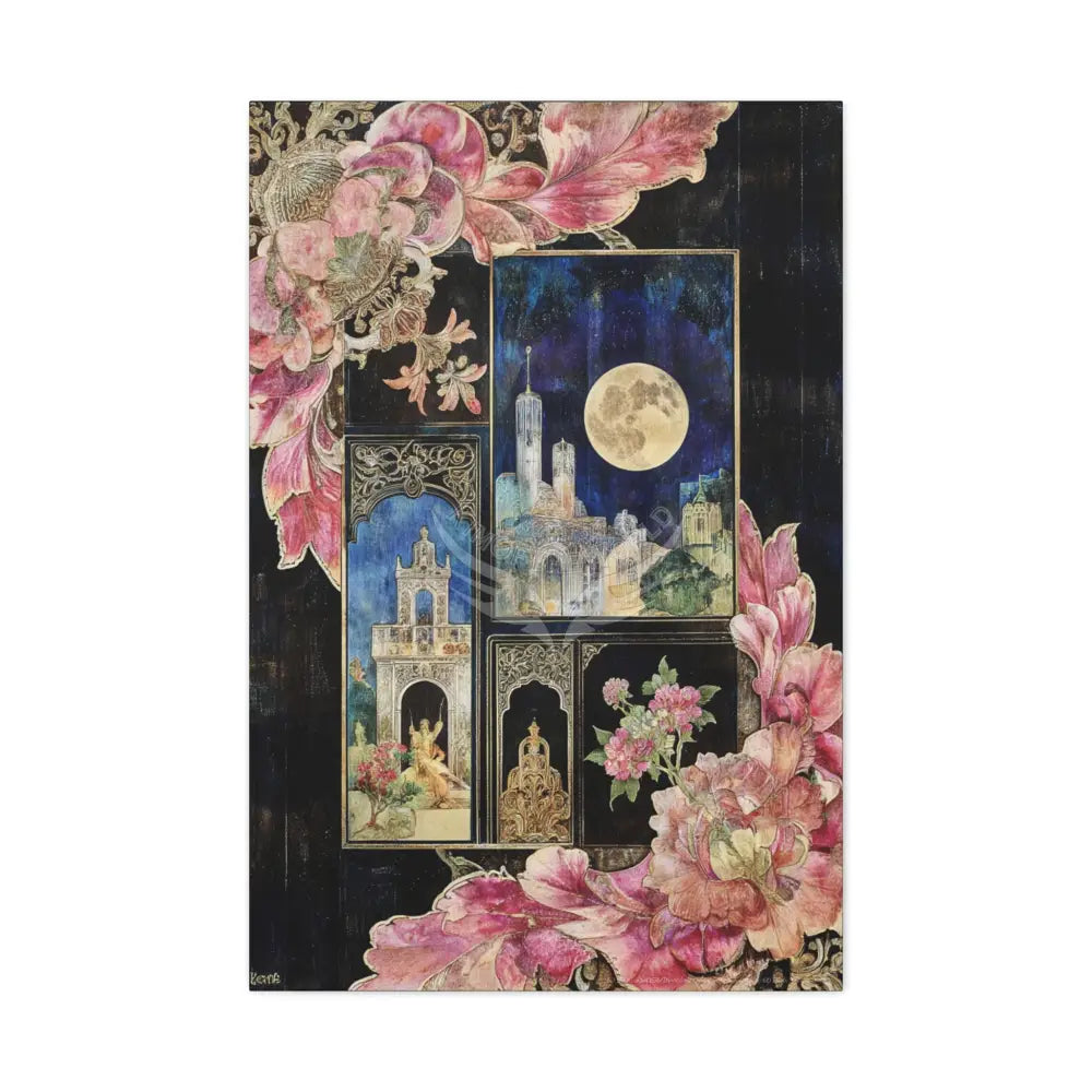 Fantasy Frames & Floral Lace Matte Canvas Print — 3D Laced Multi-Dimensional Wall Art 24’’ x 36’’ (Vertical) / 1.25’’