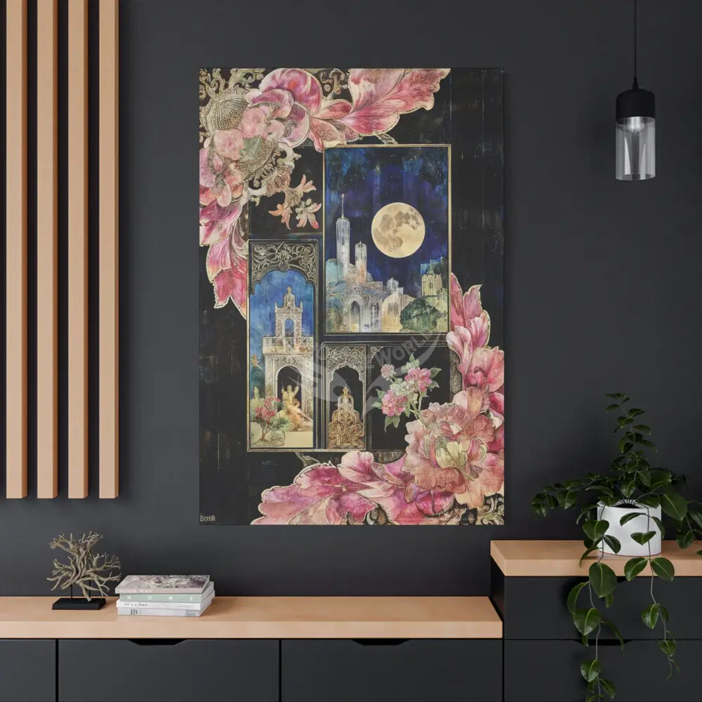 Fantasy Frames & Floral Lace Matte Canvas Print — 3D Laced Multi-Dimensional Wall Art Canvas