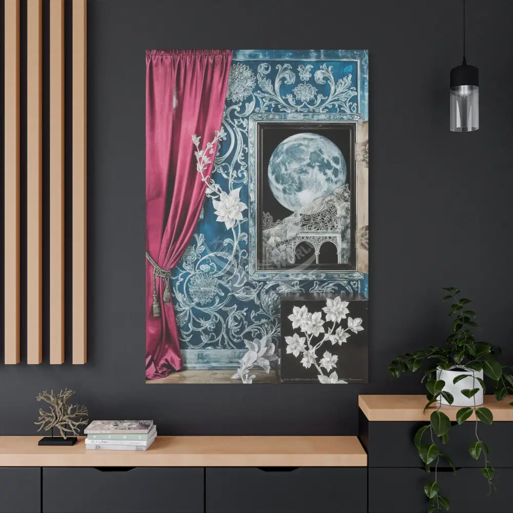 Fantasy Frames & Floral Lace Pink 3D Matte Canvas Print — 3D Laced Multi-Dimensional Wall Art Canvas