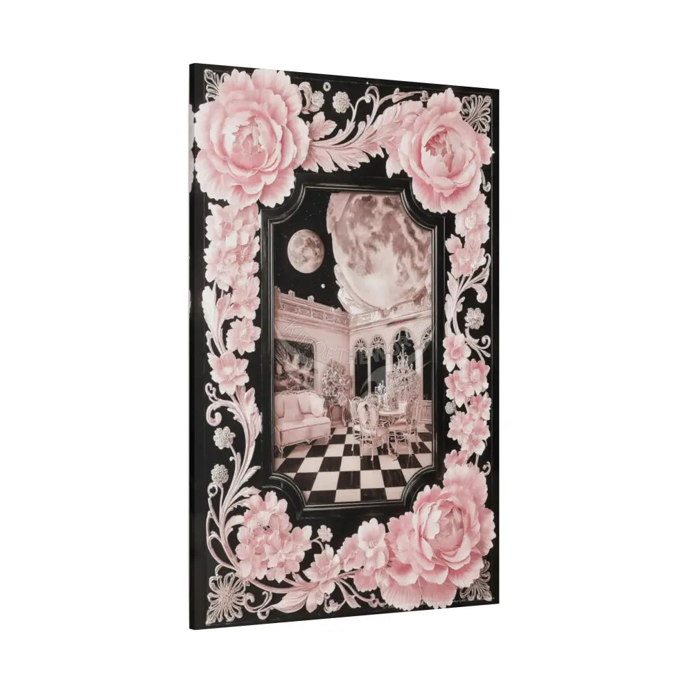 Fantasy Frames & Floral Lace Pink 3D Matte Canvas Print — 3D Laced Multi-Dimensional Wall Art Canvas