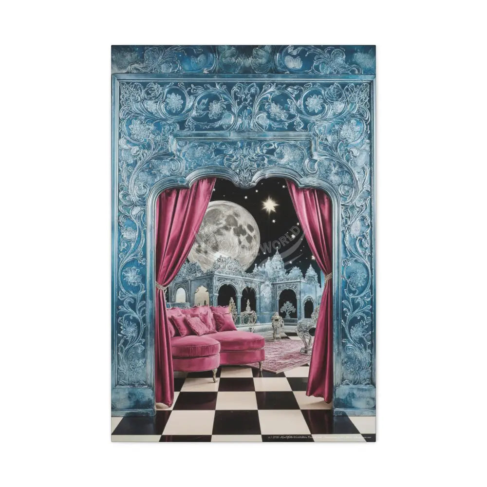 Fantasy Frames & Floral Lace Pink 3D Matte Canvas Print — 3D Laced Multi-Dimensional Wall Art 24’’ x 36’’ (Vertical)