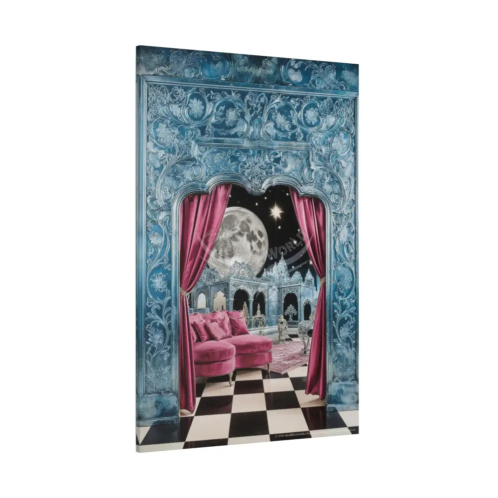 Fantasy Frames & Floral Lace Pink 3D Matte Canvas Print — 3D Laced Multi-Dimensional Wall Art Canvas