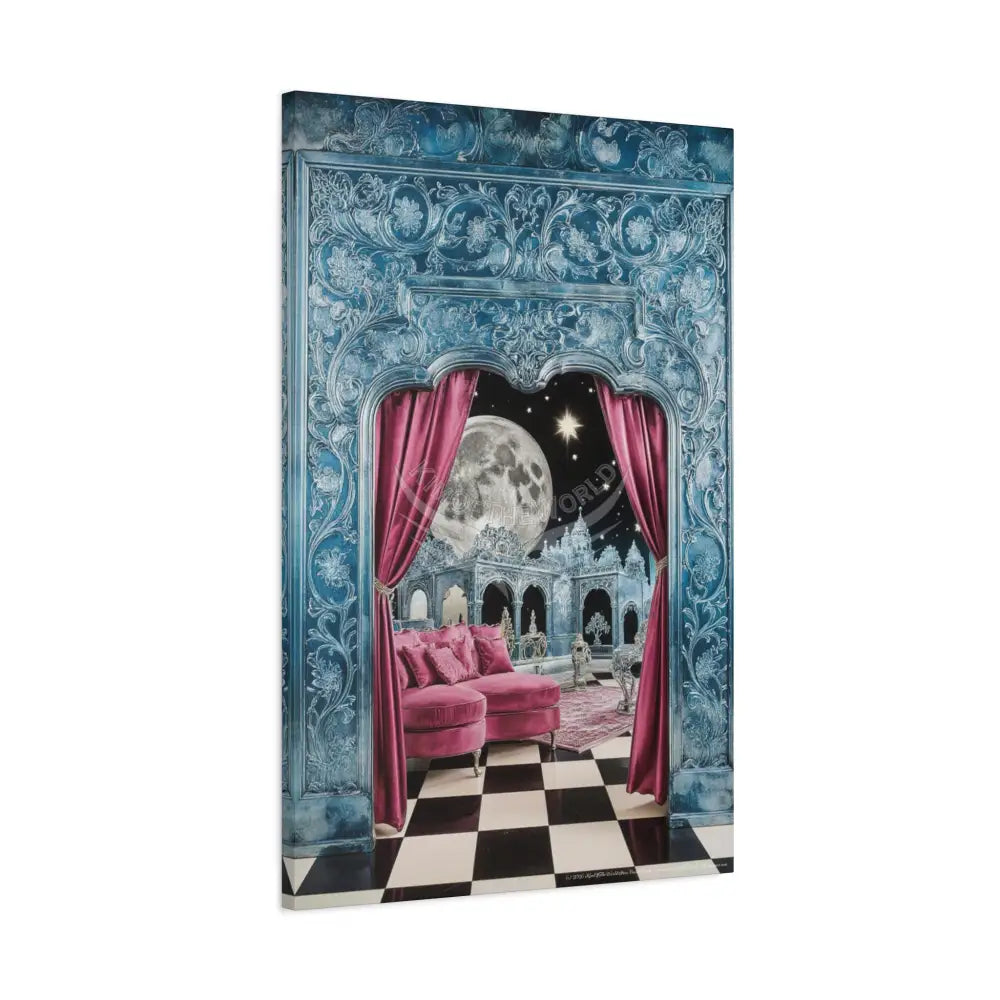 Fantasy Frames & Floral Lace Pink 3D Matte Canvas Print — 3D Laced Multi-Dimensional Wall Art Canvas