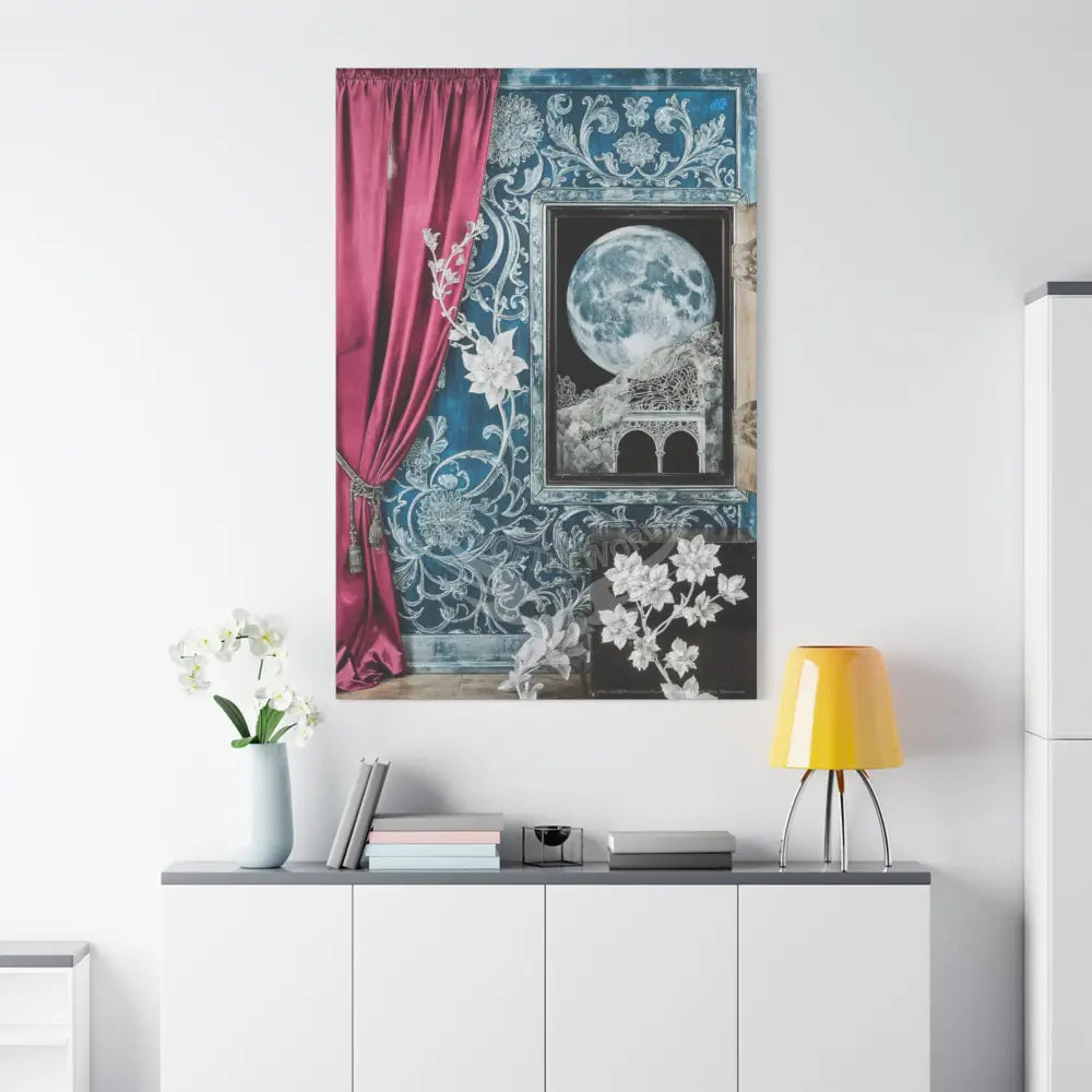 Fantasy Frames & Floral Lace Pink 3D Matte Canvas Print — 3D Laced Multi-Dimensional Wall Art Canvas