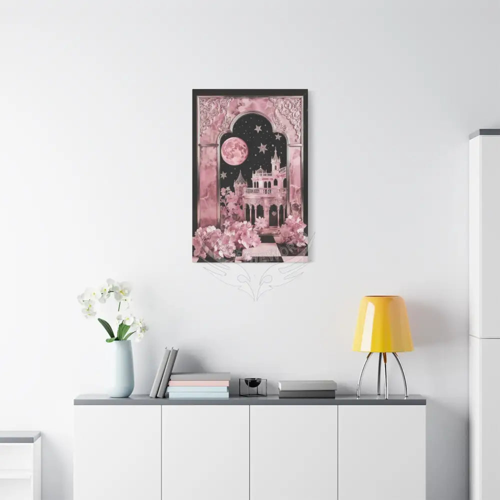 Fantasy Frames & Floral Lace Pink 3D Matte Canvas Print — 3D Laced Multi-Dimensional Wall Art Canvas