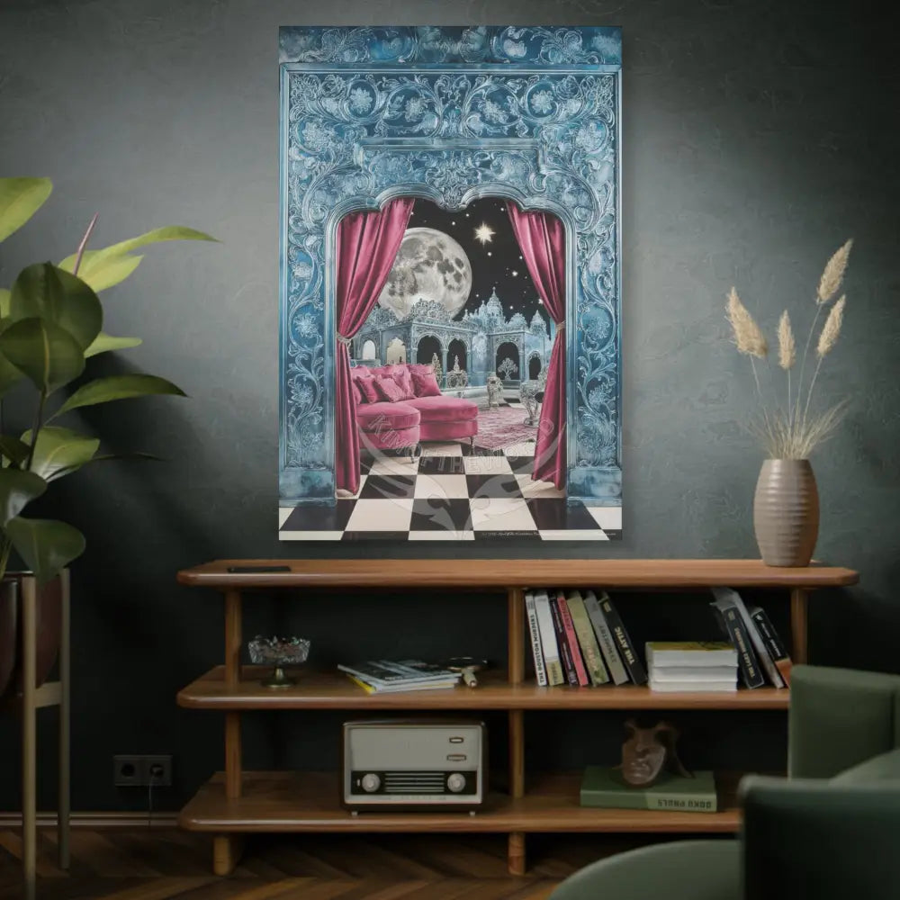 Fantasy Frames & Floral Lace Pink 3D Matte Canvas Print — 3D Laced Multi-Dimensional Wall Art Canvas