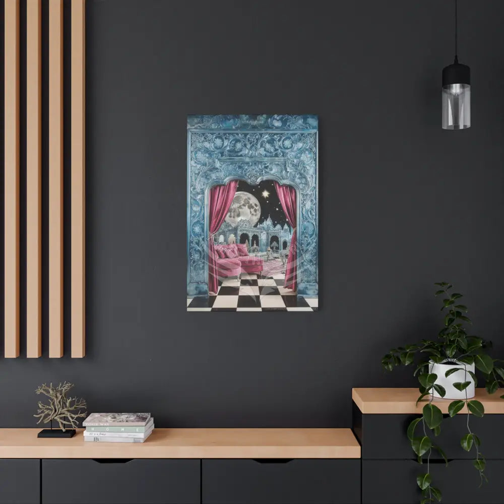 Fantasy Frames & Floral Lace Pink 3D Matte Canvas Print — 3D Laced Multi-Dimensional Wall Art Canvas