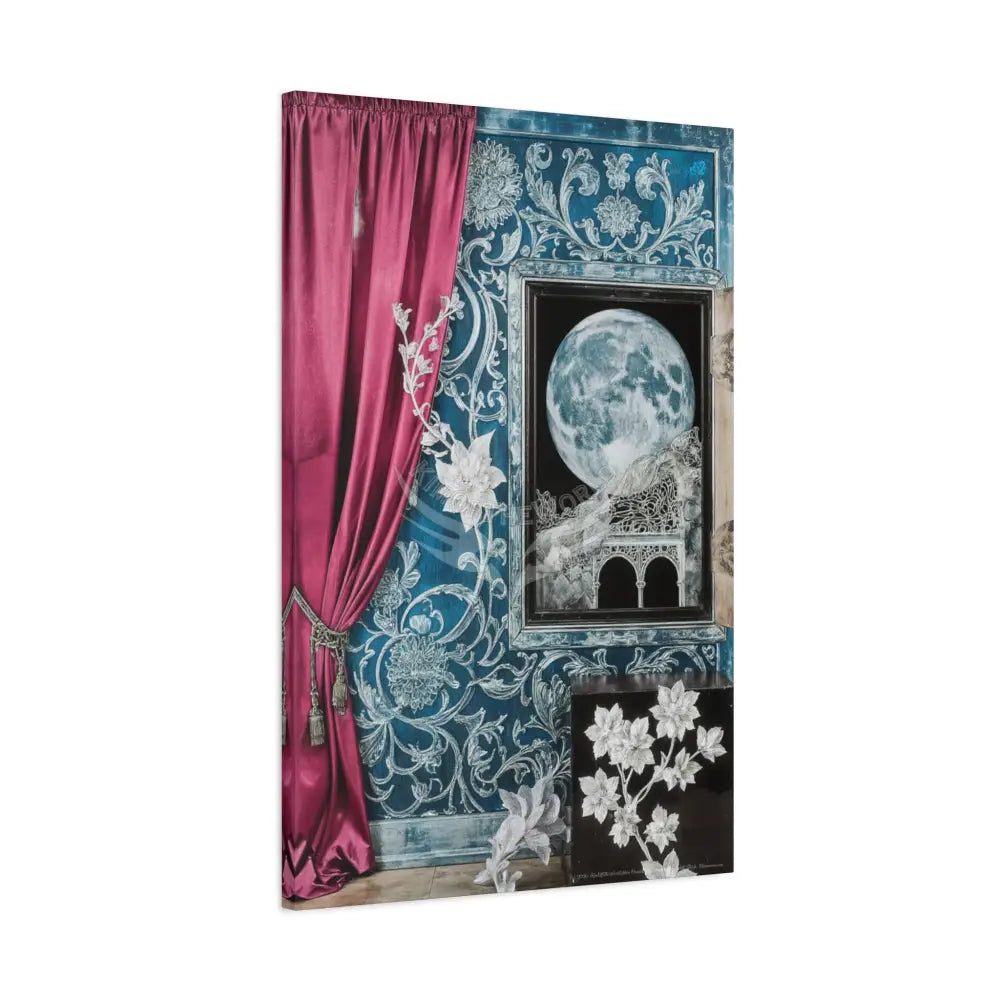 Fantasy Frames & Floral Lace Pink 3D Matte Canvas Print — 3D Laced Multi-Dimensional Wall Art Canvas