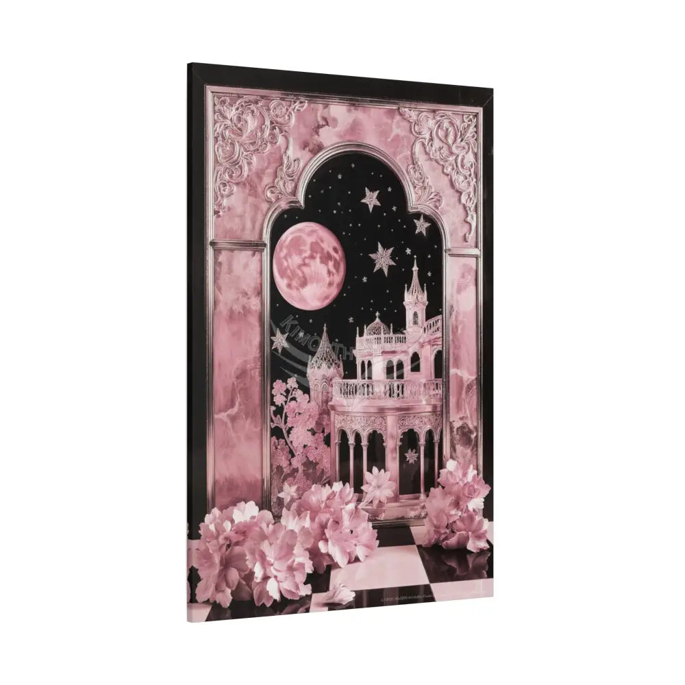 Fantasy Frames & Floral Lace Pink 3D Matte Canvas Print — 3D Laced Multi-Dimensional Wall Art Canvas
