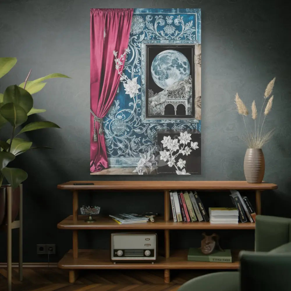 Fantasy Frames & Floral Lace Pink 3D Matte Canvas Print — 3D Laced Multi-Dimensional Wall Art Canvas