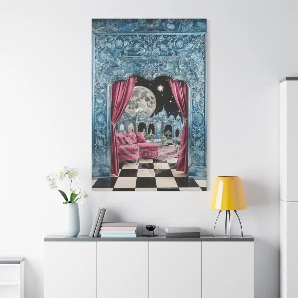 Fantasy Frames & Floral Lace Pink 3D Matte Canvas Print — 3D Laced Multi-Dimensional Wall Art Canvas