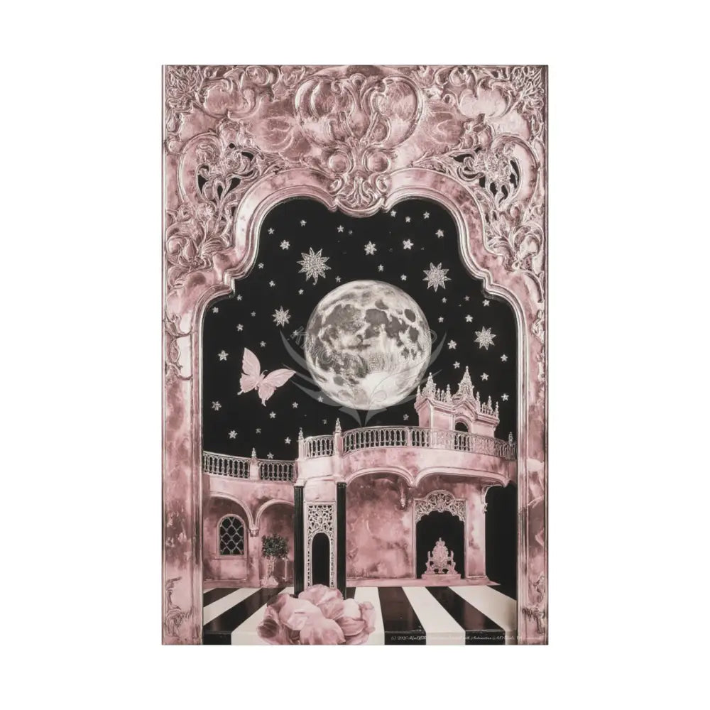 Fantasy Frames & Floral Lace Pink Quaint 3D Matte Canvas Print — 3D Laced Multi-Dimensional Wall Art 40’’ x 60’’