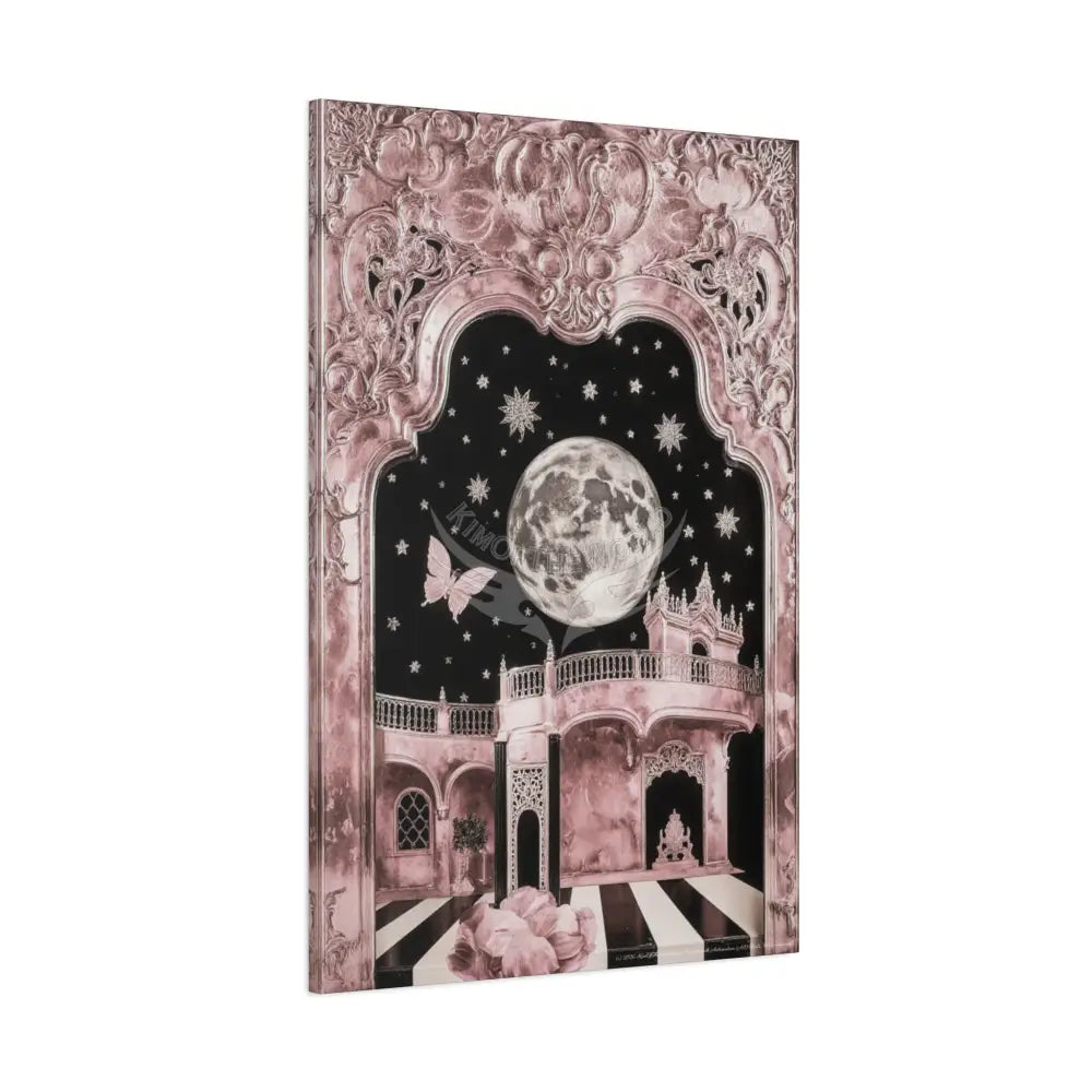 Fantasy Frames & Floral Lace Pink Quaint 3D Matte Canvas Print — 3D Laced Multi-Dimensional Wall Art Canvas