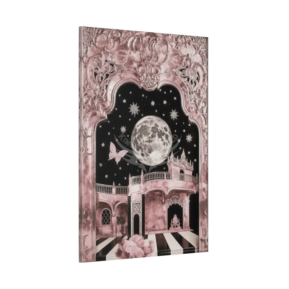 Fantasy Frames & Floral Lace Pink Quaint 3D Matte Canvas Print — 3D Laced Multi-Dimensional Wall Art Canvas