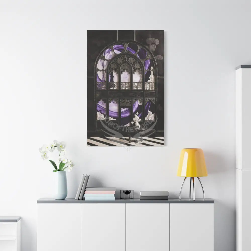 Fantasy Frames & Floral Lace Purple & Black Quaint 3D Matte Canvas Print — 3D Laced Multi-Dimensional Wall Art Canvas