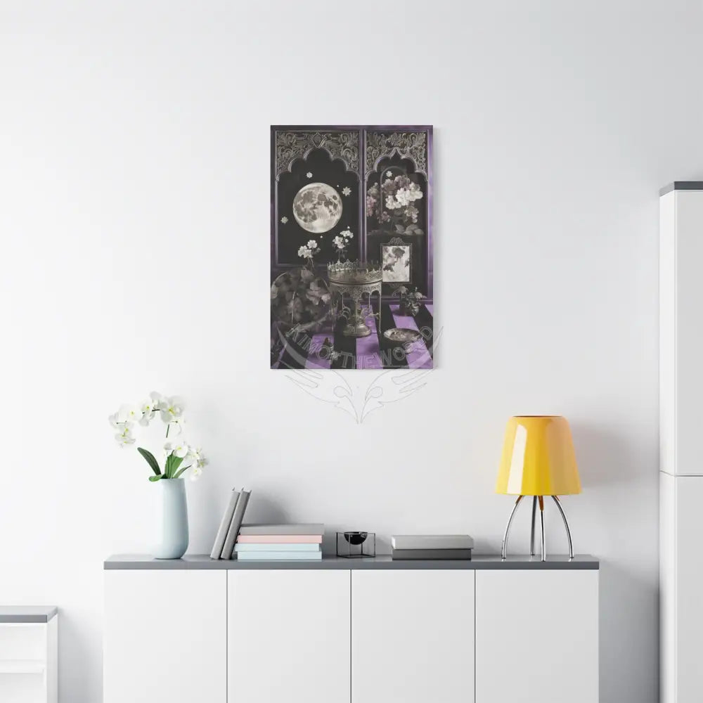 Fantasy Frames & Floral Lace Purple & Black Quaint 3D Matte Canvas Print — 3D Laced Multi-Dimensional Wall Art Canvas