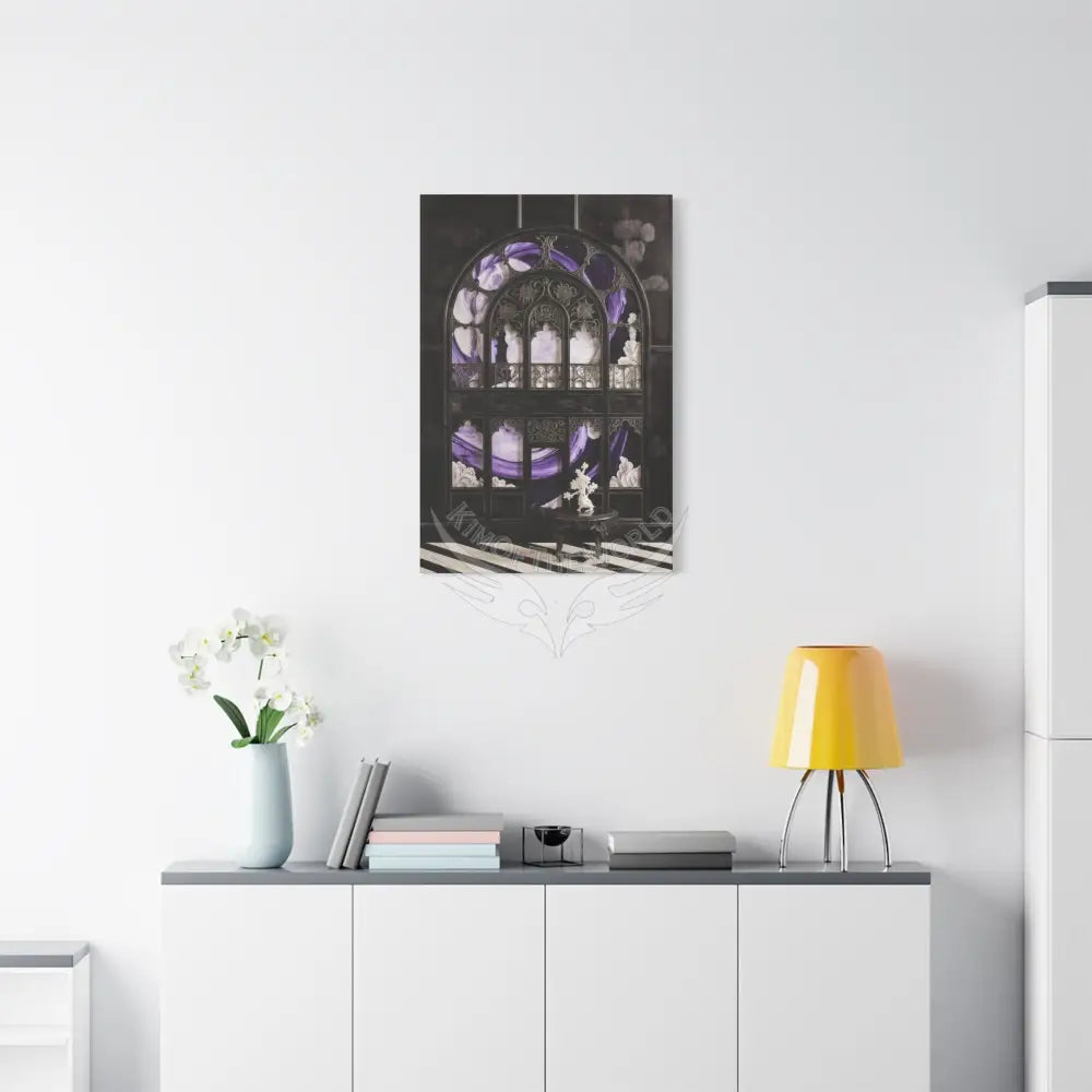 Fantasy Frames & Floral Lace Purple & Black Quaint 3D Matte Canvas Print — 3D Laced Multi-Dimensional Wall Art Canvas