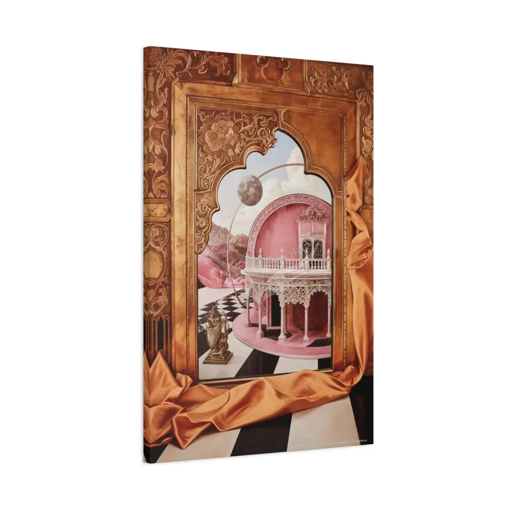Fantasy Frames & Orange Satin 3D Matte Canvas Print — 3D Lace Multi-Dimensional Wall Art Canvas