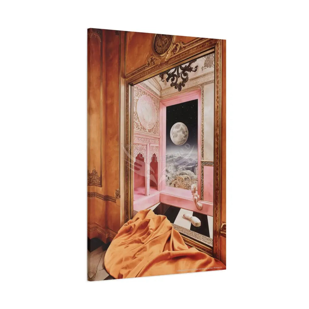 Fantasy Frames & Orange Satin 3D Matte Canvas Print — 3D Lace Multi-Dimensional Wall Art Canvas