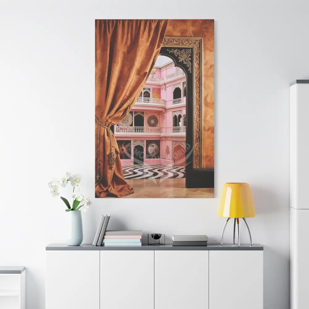 Fantasy Frames & Orange Satin 3D Matte Canvas Print — 3D Lace Multi-Dimensional Wall Art Canvas