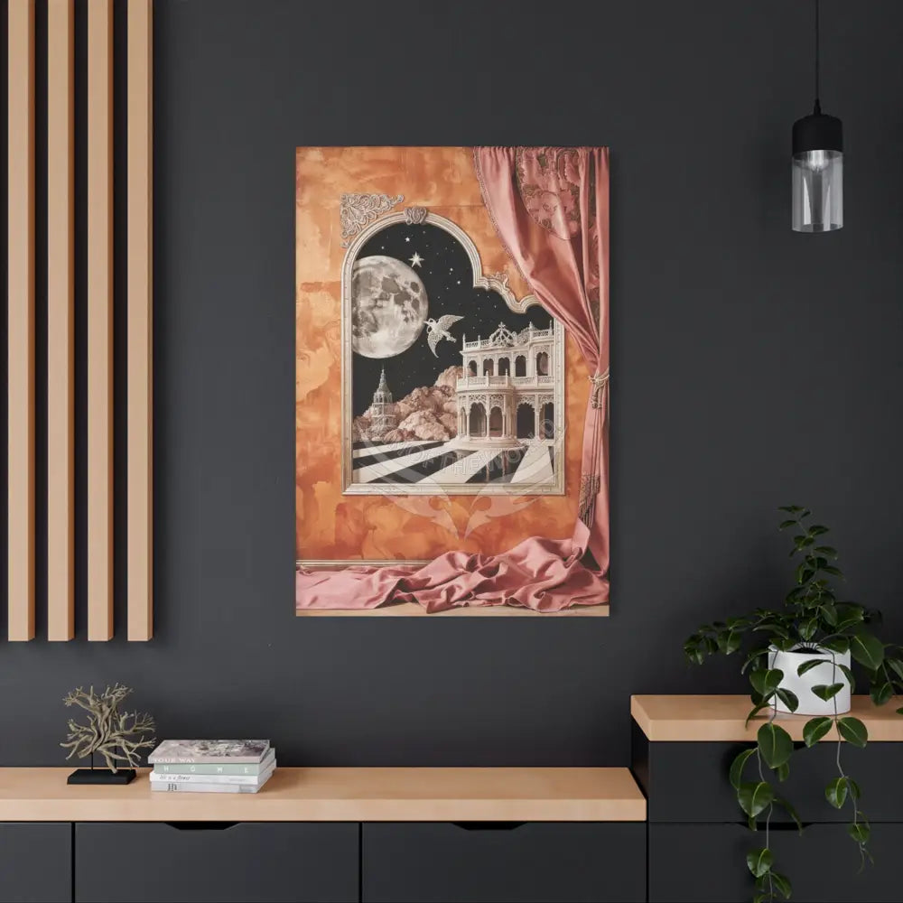 Fantasy Frames & Orange Satin 3D Matte Canvas Print — 3D Lace Multi-Dimensional Wall Art Canvas