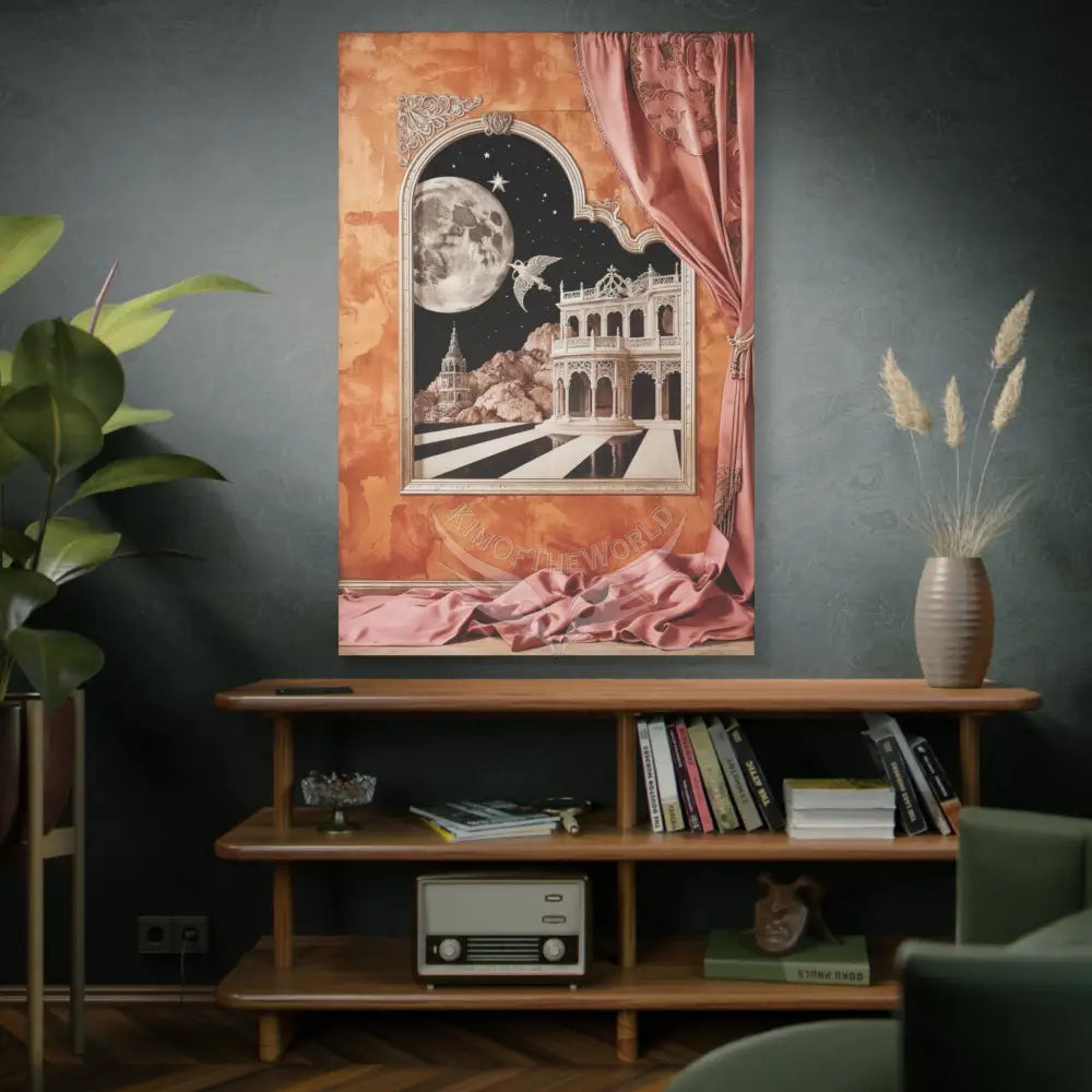 Fantasy Frames & Orange Satin 3D Matte Canvas Print — 3D Lace Multi-Dimensional Wall Art Canvas