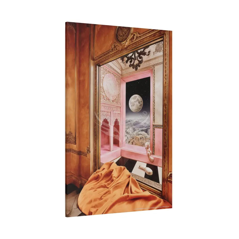 Fantasy Frames & Orange Satin 3D Matte Canvas Print — 3D Lace Multi-Dimensional Wall Art Canvas