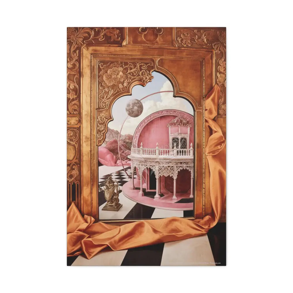 Fantasy Frames & Orange Satin 3D Matte Canvas Print — 3D Lace Multi-Dimensional Wall Art 24’’ x 36’’ (Vertical)