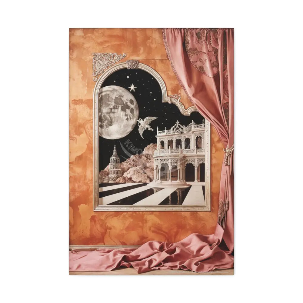 Fantasy Frames & Orange Satin 3D Matte Canvas Print — 3D Lace Multi-Dimensional Wall Art 24’’ x 36’’ (Vertical)